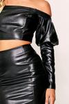 MissPap leather look Puff Sleeve Crop Top thumbnail 4