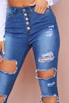 MissPap Button Front Ripped Skinny Jeans thumbnail 4
