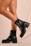 MissPap Studded Buckle Chunky Hiker Boots thumbnail 1
