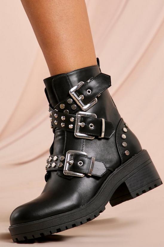 MissPap Studded Buckle Chunky Hiker Boots 2