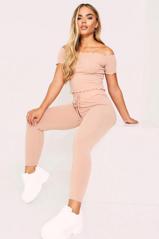 MissPap Lounge Set Rib With Joggers & Off The Shoulder Top 1