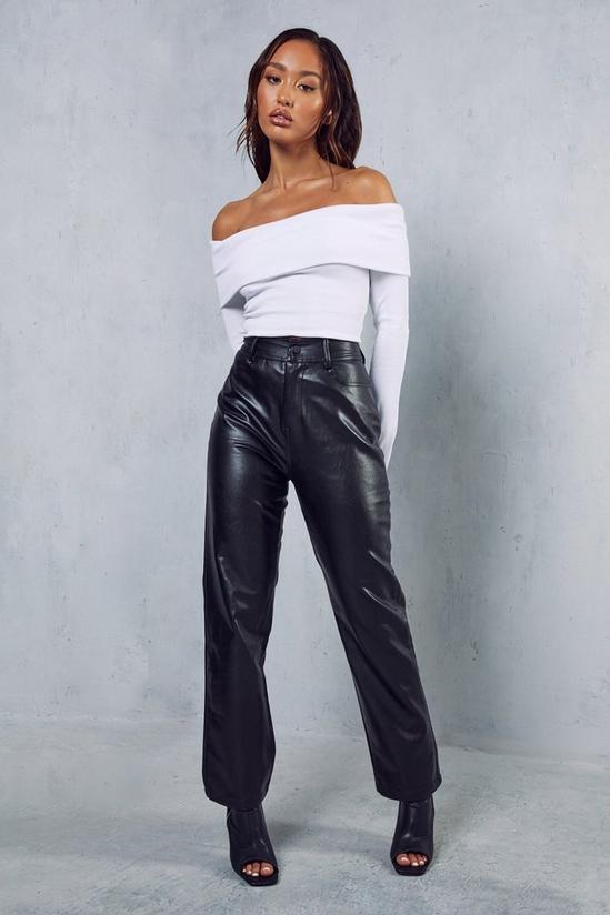 MissPap Leather Look High Waisted Straight Leg Trousers 1