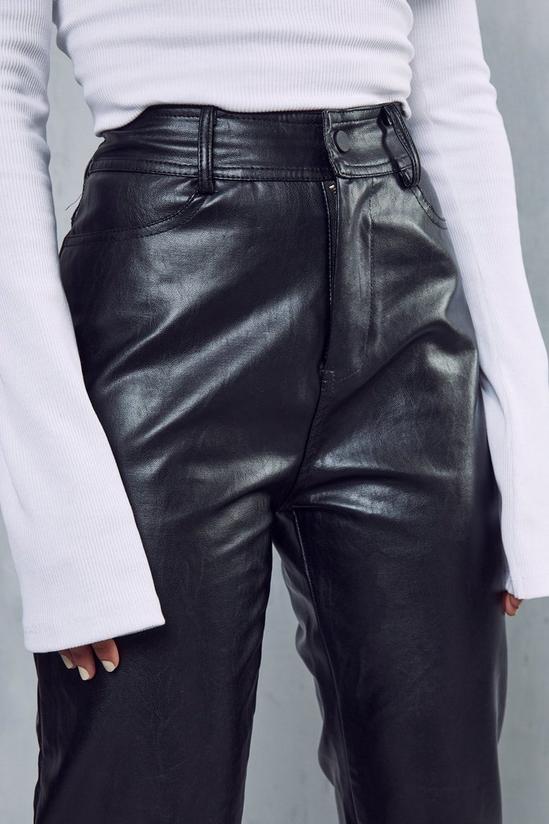 MissPap Leather Look High Waisted Straight Leg Trousers 2