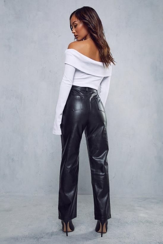 MissPap Leather Look High Waisted Straight Leg Trousers 3