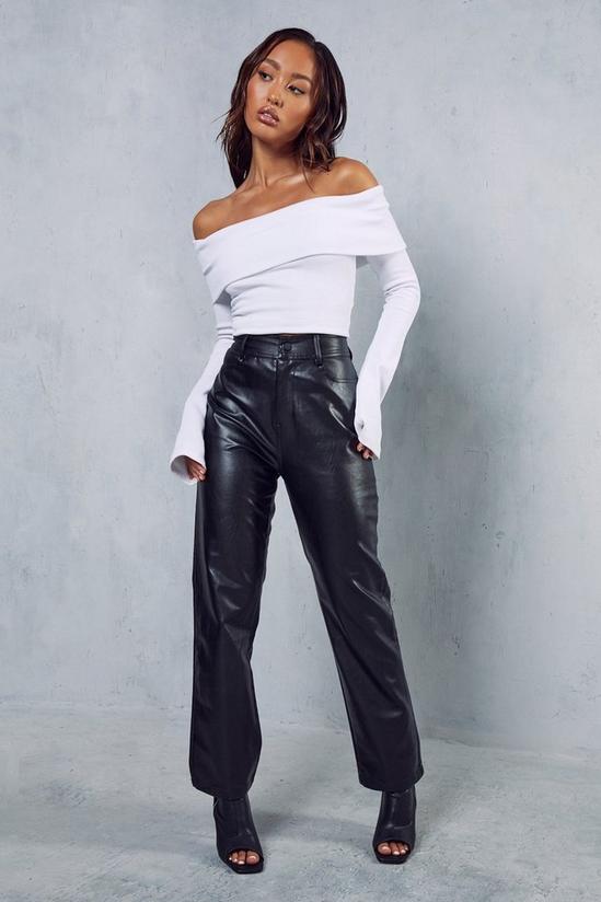 MissPap Leather Look High Waisted Straight Leg Trousers 4