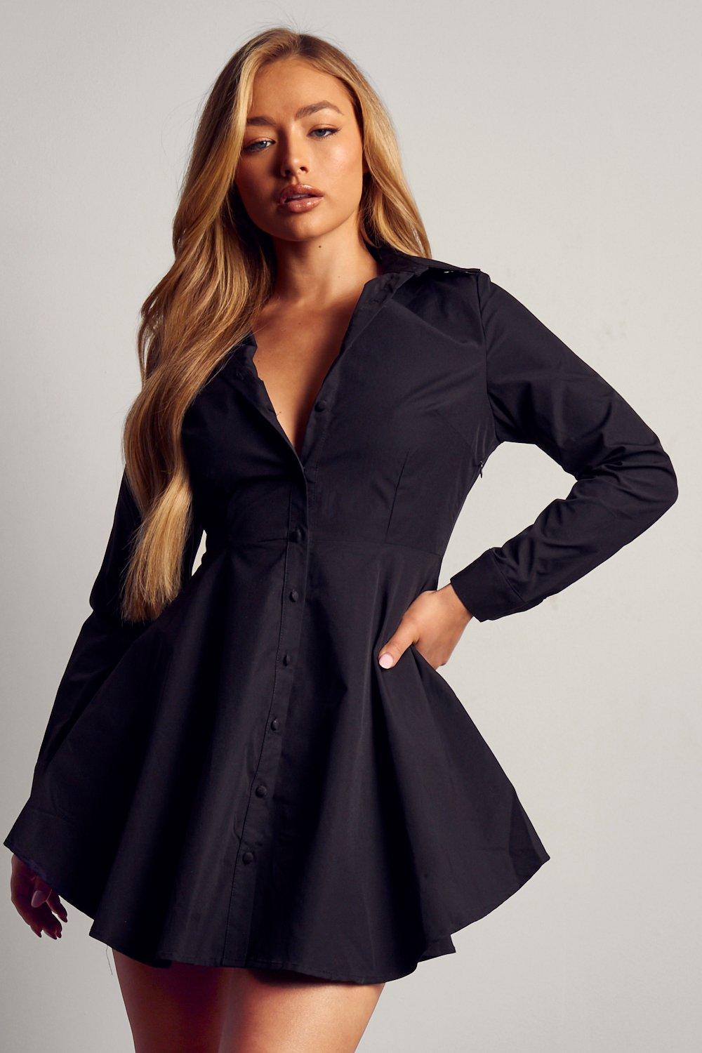 Dresses | Button Front Skater Shirt Dress | MissPap